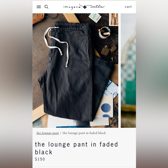 imogene + willie Pants - imogene + willie Black Straight Leg Pants (lounge pants)